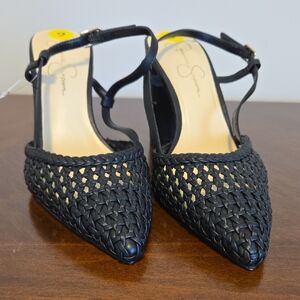 Jessica Simpson Black Woven Heels